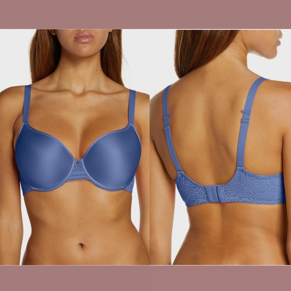 NEW $78 Chantelle [ 32DDD ] C Jolie Comfort Convertible T-Shirt Bra‎ Blue